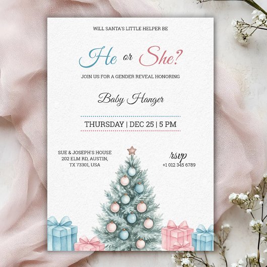 Gender Reveal Invitation with festive theme Kaart