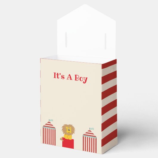 "Gender Reveal", jongen, Circus Baby shower Favor  Bedankdoosjes (Geopend)