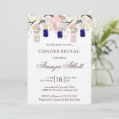Gender Reveal Mason Jars Baby shower Uitnodigen Kaart (Staand voorkant)