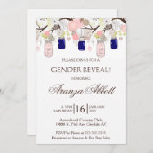 Gender Reveal Mason Jars Baby shower Uitnodigen Kaart (Voorkant / Achterkant)