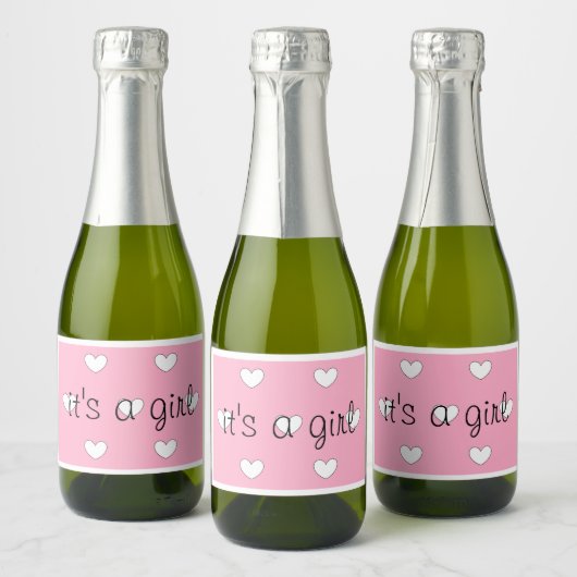 gender reveal (meisje) Mousserende wijn labels (se Sparkling Wijnetiket (Flessen)