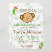 Gender Reveal Monkey Baby shower Invitation Kaart (Voorkant / Achterkant)