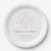 Gender Reveal Paper Plate - Boho Floral Papieren Bordje (Voorkant)