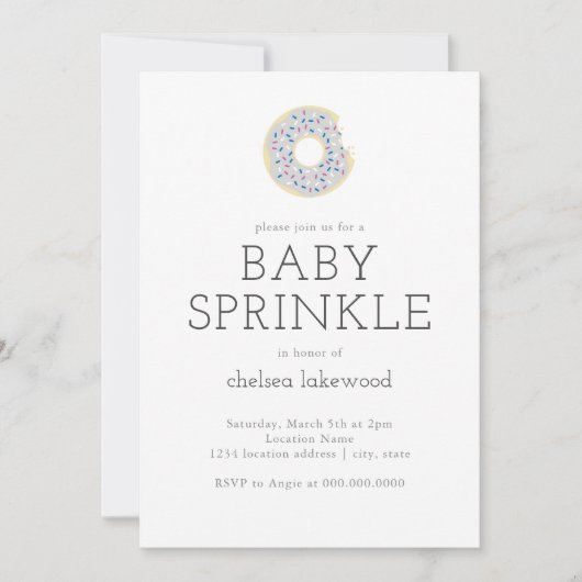 Gender Reveal Party Baby Sprinkle Donut Invitation Kaart (Voorkant)