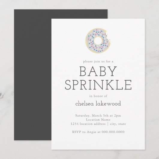 Gender Reveal Party Baby Sprinkle Donut Invitation Kaart (Voorkant / Achterkant)