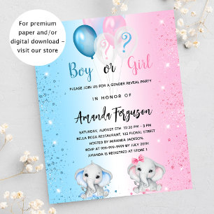 Gender reveal party blauw roze budget uitnodiging