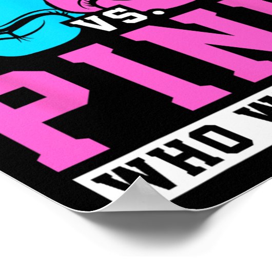 Gender Reveal Party Blauw vs Roze Wie Winnen Bokse Poster (Hoek)