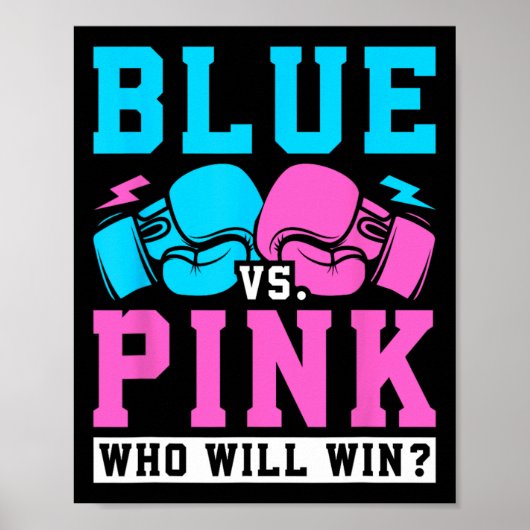 Gender Reveal Party Blauw vs Roze Wie Winnen Bokse Poster (Voorkant)