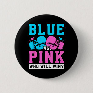 Gender Reveal Party Blauw vs Roze Wie Winnen Bokse Ronde Button 5,7 Cm