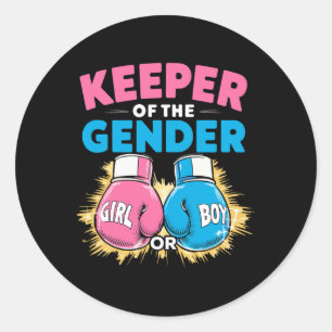 Gender Reveal Party Bokshandschoenen Keeper of Gen Ronde Sticker