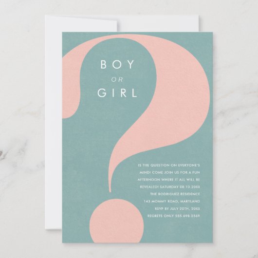 Gender Reveal Party Boy or Girl Invitation Kaart (Voorkant)
