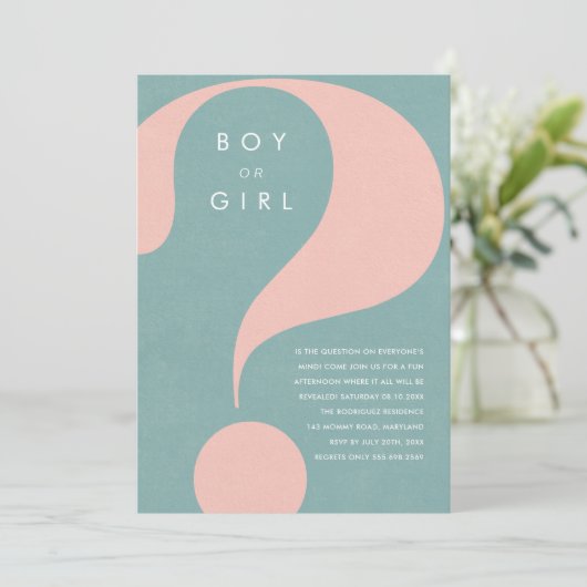 Gender Reveal Party Boy or Girl Invitation Kaart (Staand voorkant)