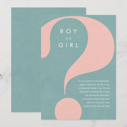 Gender Reveal Party Boy or Girl Invitation Kaart (Voorkant / Achterkant)