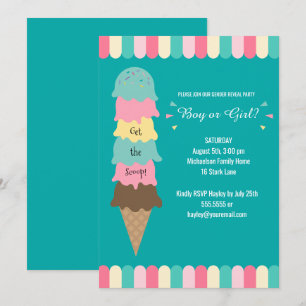 Gender Reveal Party Heres the Scoop Ice Cream Blau Kaart