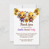 Gender Reveal Party Hij of Zij Baby Bee Shower Bedankkaart (Voorkant)