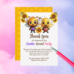 Gender Reveal Party Hij of Zij Baby Bee Shower Bedankkaart