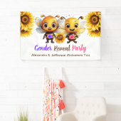 Gender Reveal Party Hij of Zij Baby Bijen Welkom Spandoek (Insitu)