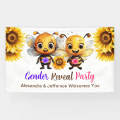 Gender Reveal Party Hij of Zij Baby Bijen Welkom Spandoek (Horizontaal)