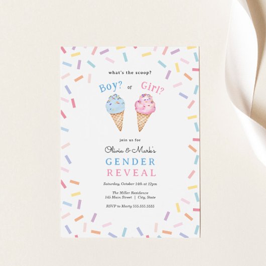 Gender Reveal Party Icecream Scoop Kaart