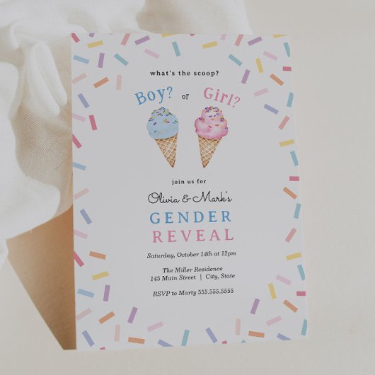 Gender Reveal Party Icecream Scoop Kaart