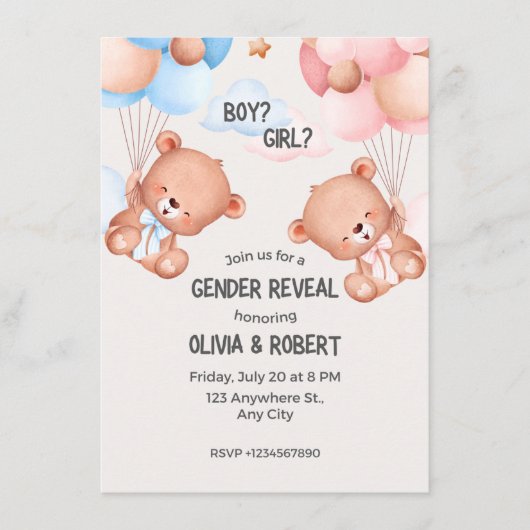 gender reveal party informatiekaartje (Voorkant)