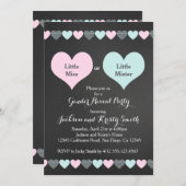 Gender Reveal Party Invitation Hearts Kaart (Voorkant / Achterkant)