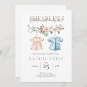 Gender Reveal Party Invitation Minimalistisch Kaart (Voorkant / Achterkant)