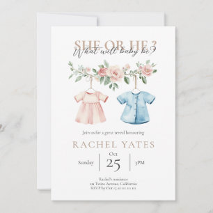 Gender Reveal Party Invitation Minimalistisch Kaart