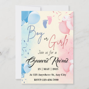 Gender Reveal Party Invitation Sjablonen