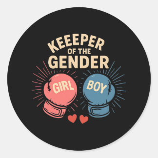 Gender Reveal Party Keeper of Gender Boxing Pink O Ronde Sticker