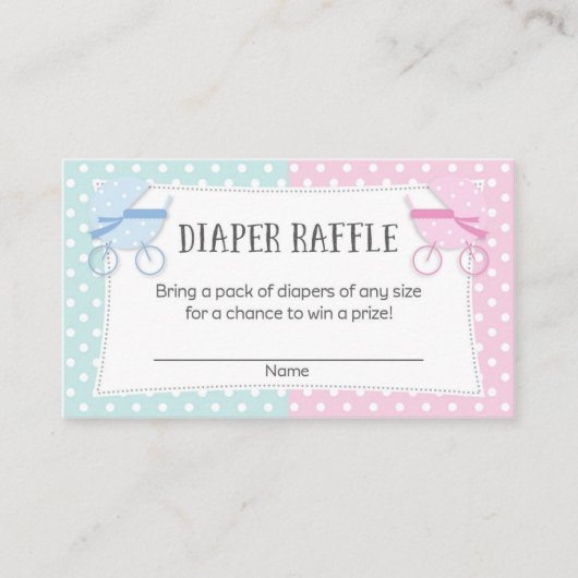 Gender Reveal Party Luier Raffle Tickets Informatiekaartje (Voorkant)