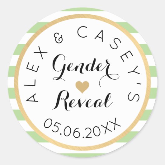 Gender Reveal Party Stickers - Classic Stripes (Voorkant)