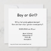 Gender Reveal Party uitnodiging (Achterkant)