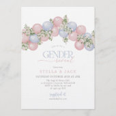 Gender Reveal Pink Blue Balloon Floral Boy Girl Kaart (Voorkant)