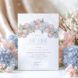 Gender Reveal Pink Blue Balloon Floral Boy Girl Kaart