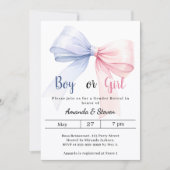 Gender reveal pink blue bow boy girl kaart (Voorkant)
