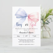 Gender reveal pink blue bow boy girl kaart (Staand voorkant)