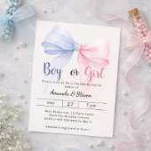 Gender reveal pink blue bow ivory boy girl kaart