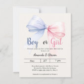 Gender reveal pink blue bow ivory invitation (Voorkant)