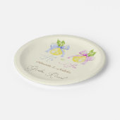 Gender Reveal Pink Blue Bow Lemon Papieren Bordje (Gekanteld)