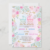 Gender Reveal Pink Blue Strollers Baby shower Kaart (Voorkant)