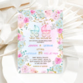Gender Reveal Pink Blue Strollers Baby shower Kaart