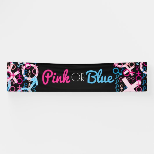 GENDER REVEAL Pink of Blue Baby Announge Spandoek (Horizontaal)
