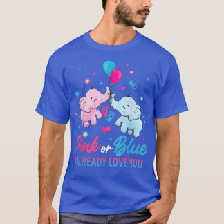 Gender Reveal Pink or Blue Boy or Girl Elephants T-shirt