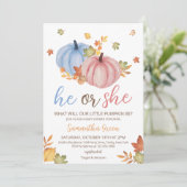Gender Reveal Pumpkin Baby shower Kaart (Staand voorkant)