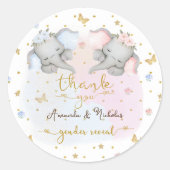 Gender Reveal Safari Roze Blauw Bloemen Dank u Ronde Sticker (Voorkant)