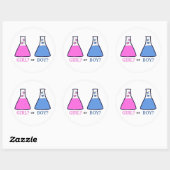 Gender Reveal Science Beaker met harten Baby Ronde Sticker (Vel)