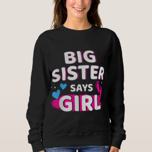 Gender reveal sister says girl matching baby party trui