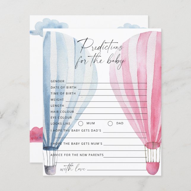 Gender Reveal spel - baby voorspellingen en advies (Voorkant / Achterkant)