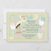 Gender Reveal Stork Invitation Kaart (Voorkant)